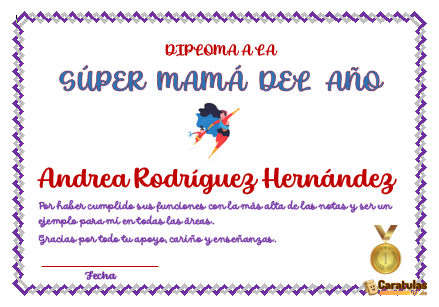 Diploma para mamá en Word Editable Día de la Madre 22 Diploma para mamá en Word Editable Día de la Madre
